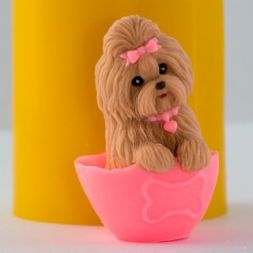 Силиконовая форма - 3D - Маленький пес №3 (в чашке)